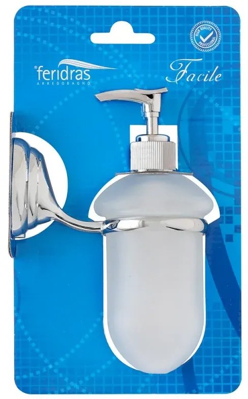 Dispenser portasapone a muro in vetro satinato con supporto cromato  Facile