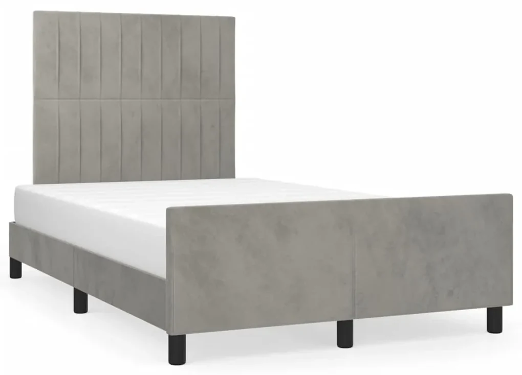 Giroletto con testiera grigio chiaro 120x190 cm in velluto