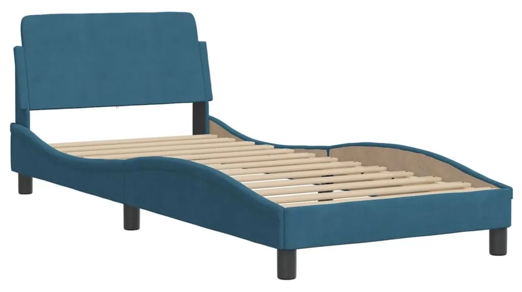 Letto con materasso blu 90x200 cm in velluto