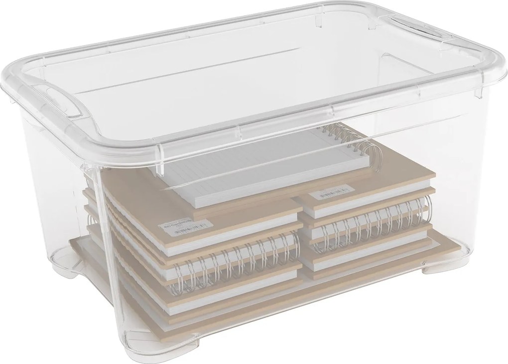 Set 5 Contenitori Rettangolari 55x39x28 cm in Plastica Keter T Box L Trasparente...