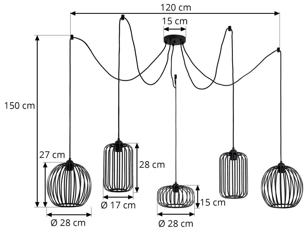Lindby Krish lampada a sospensione, gabbia, 5 luci