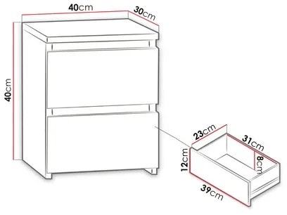 Comodino MALWA 40x40 cm bianco opaco