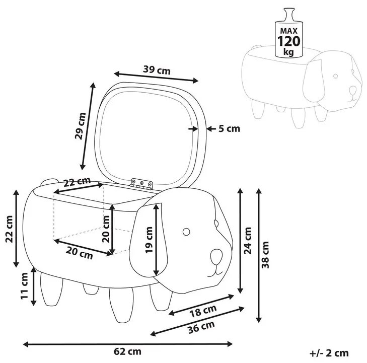 Pouf animaletto in velluto beige DOGGY Beliani