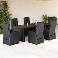 Set da Pranzo da Giardino 7 pz Nero con Cuscini in Polyrattan 3277637