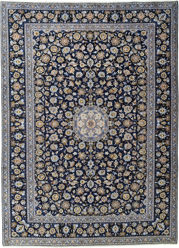 Kashan Tappeto 300x410 Blu (Iran) Annodato A Mano