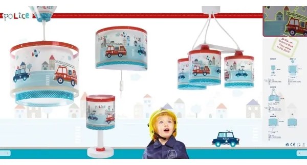 Dalber D-60614 - Lampadario per bambini POLICE 3xE27/60W/230V