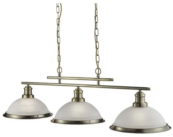 Bistro 3lt bar pendant - metallo ottone anticato e vetro acidato