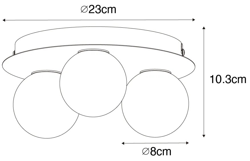 Plafoniera moderna per bagno nera 3 luci - Cederic