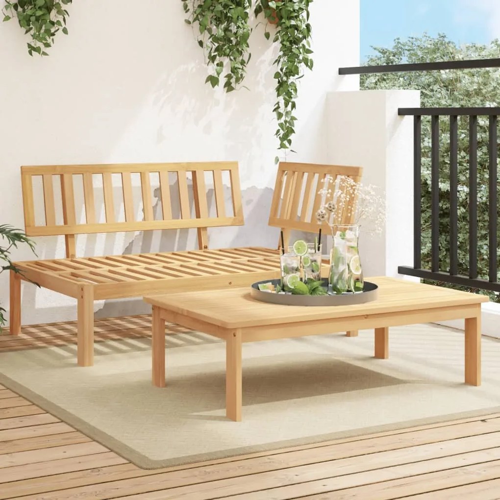 Set divani pallet da giardino 2pz in legno massello di acacia