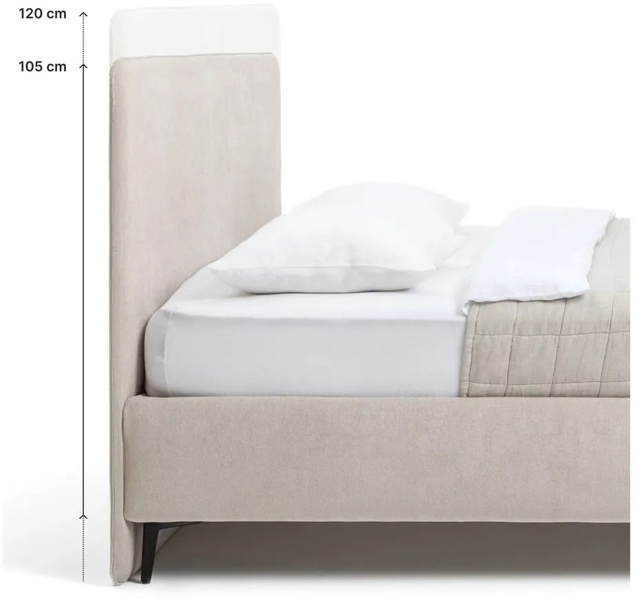 Letto matrimoniale imbottito grigio con rete inclusa 160x200 cm Noira Slim – Bonami Selection