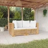 Divani Angolari da Giardino con Cuscini 2pz Legno Massello Teak 3100863