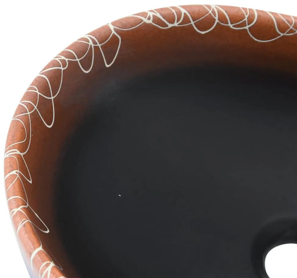 Lavabo da Appoggio Nero e Arancione Ovale 47x33x13 cm Ceramica