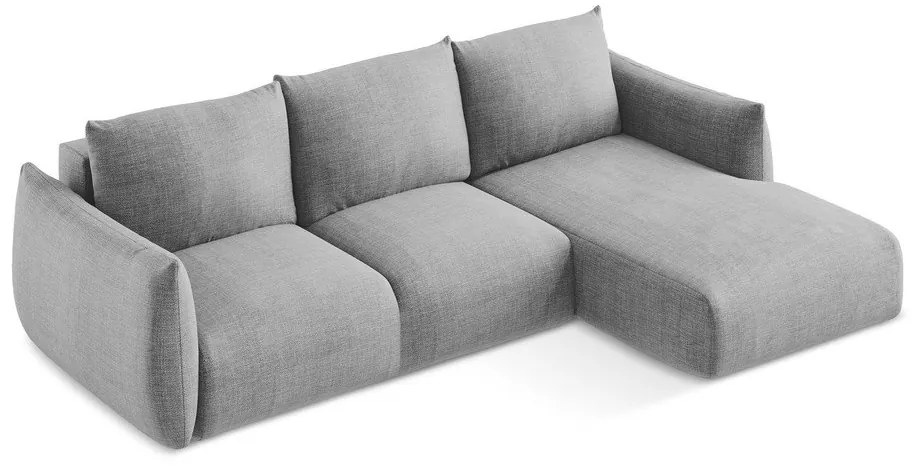 Divano angolare grigio chiaro allungabile (con penisola a destra/con chaise lounge) Leila – Makamii