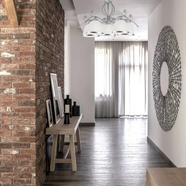 Lampadario a sospensione con catena RETRO II 5xE27/60W/230V argento