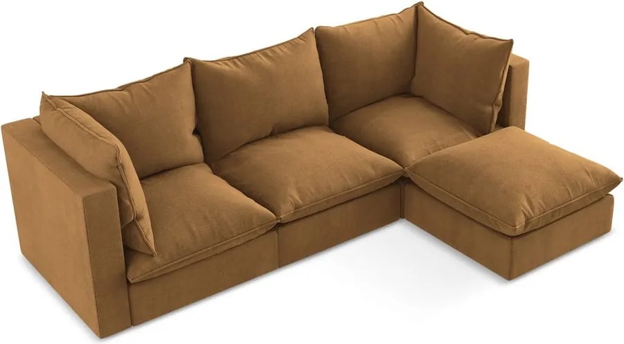 Divano angolare color terracotta (con penisola a destra/con chaise lounge) Manao – Makamii