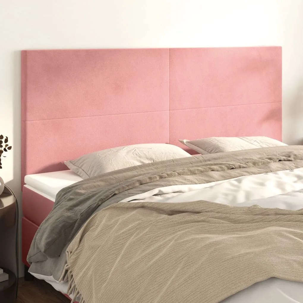 Testiera 4 Pz Rosa 80x5x78/88 Cm İn Velluto /