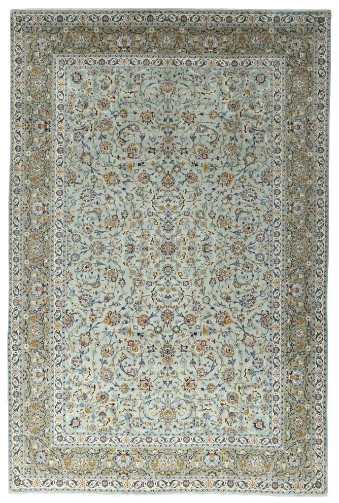 Kashan Tappeto persiano 400x270 Verde (Iran) Annodato A Mano