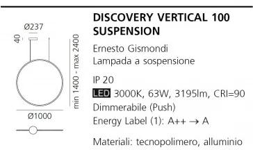 Artemide discovery sospensione verticale 100