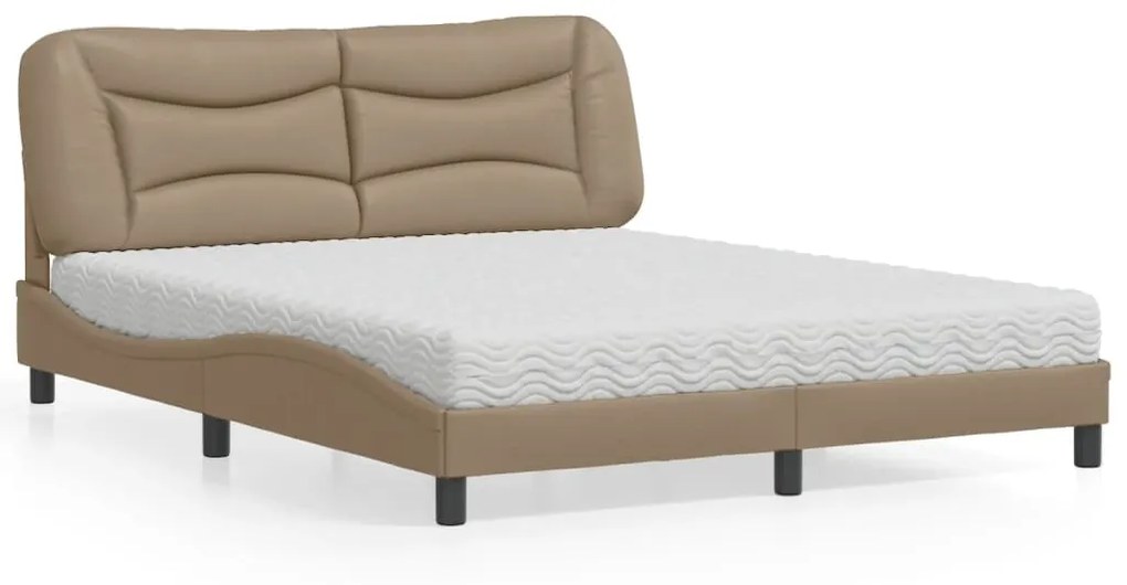 Letto Con Materasso Cappuccino 160x200cm Similpelle /