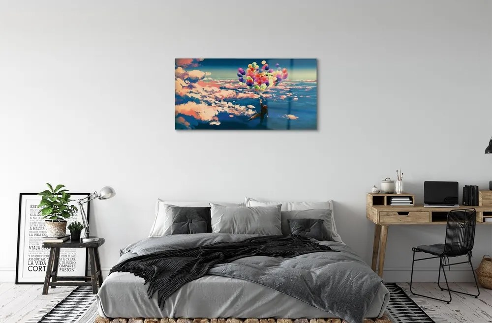Quadro di vetro Cielo nuvole palloncini 140x70 cm