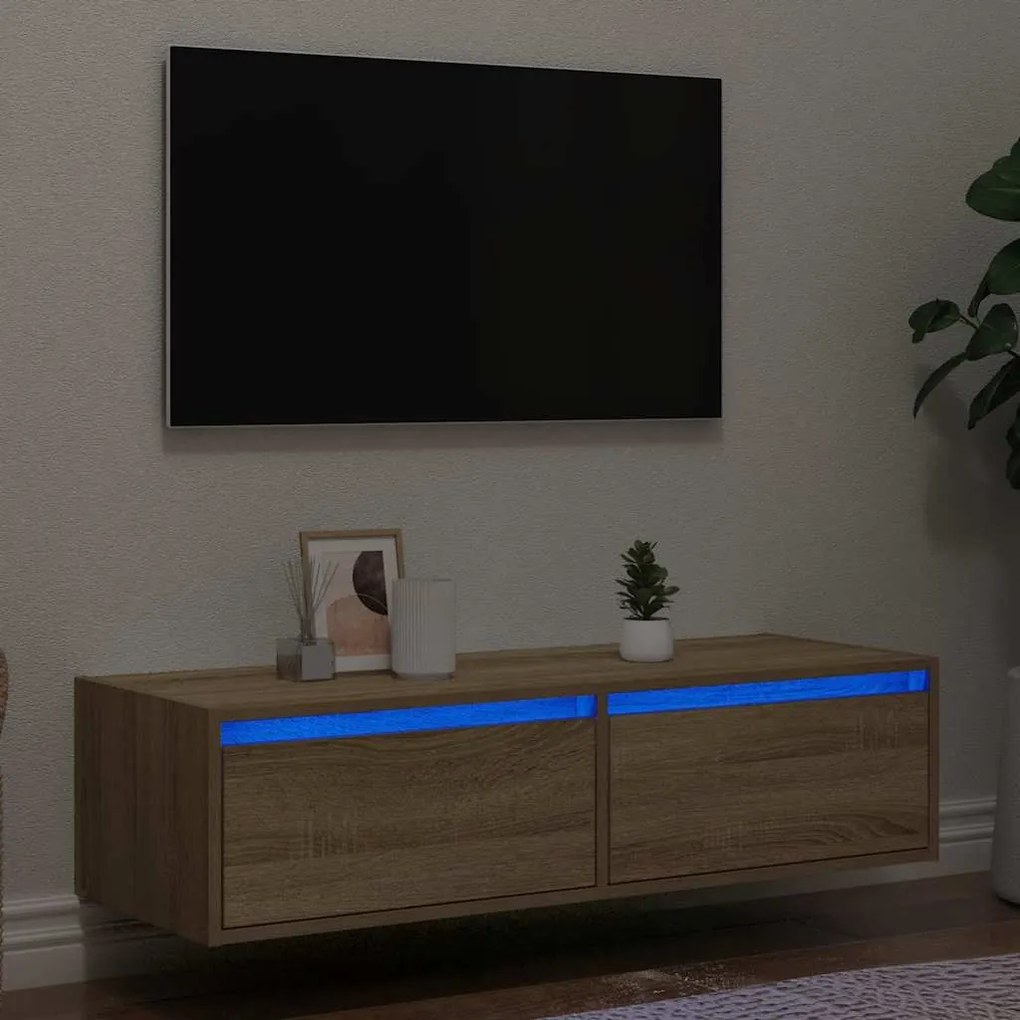 Mobile Porta Tv Con Luci Led Rovere Sonoma 100x35,5x25 Cm /