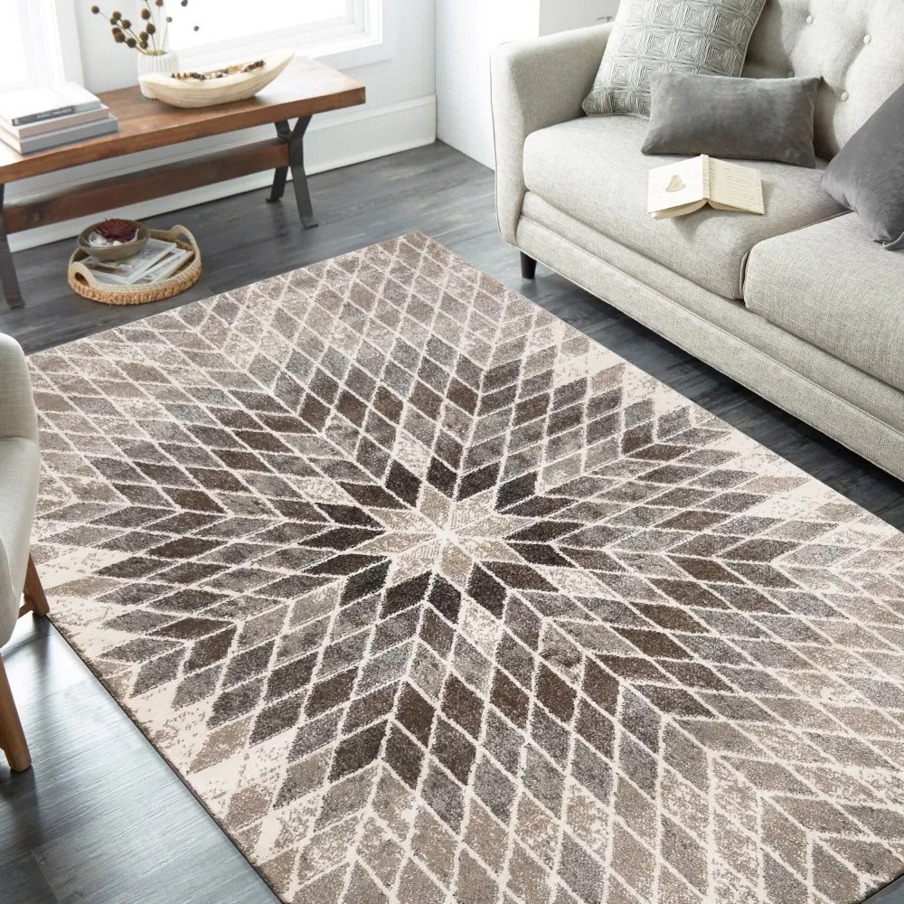 Tappeto beige dal design moderno con motivi naturali Larghezza: 200 cm | Lunghezza: 290 cm