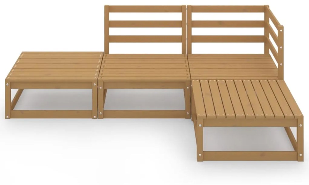 Set divani da giardino 4 pz miele in legno massello di pino