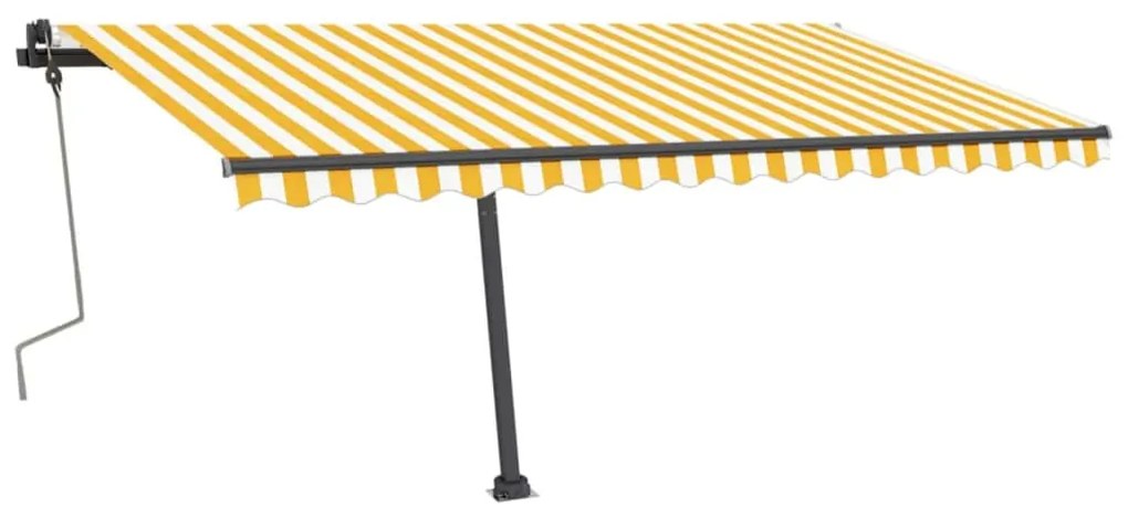 Tenda da Sole Retrattile Manuale LED 400x350 cm Giallo Bianco