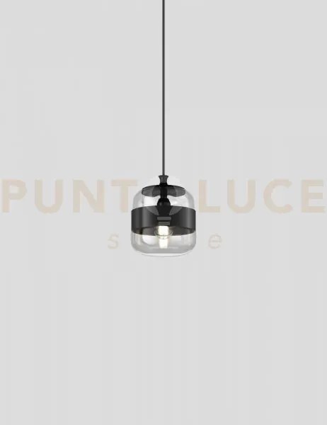 Futura sospensione p cristallo nero montatura nero opaco 1 luce att...