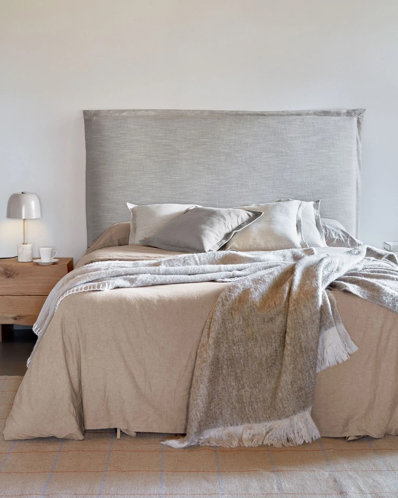 Kave Home - Testiera sfoderabile Tanit in lino grigio per letto da 160 cm