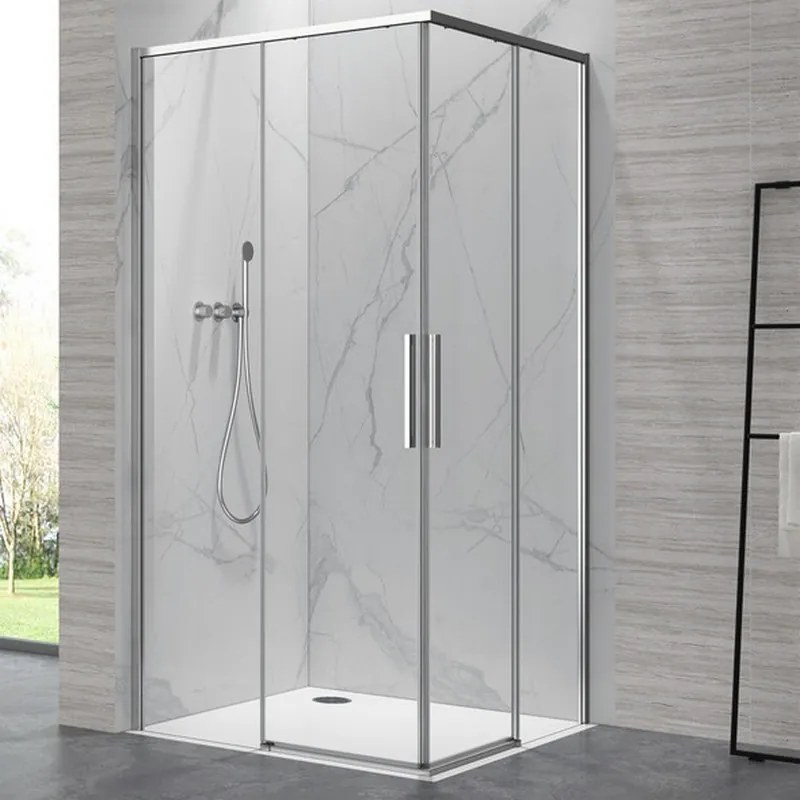 Kamalu - Box doccia 80x90cm angolare porte scorrevoli finitura cromo | KLA1000C
