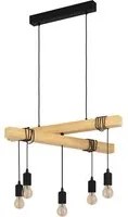 Lampadario Industrial Townshend 5 Luci Metallo Nero E Marrone