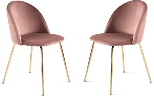 Sedia da pranzo in velluto Cipria e gambe metallo Oro - VENEZIA 2 sedie