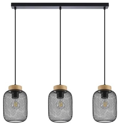 Brilagi - Lampada a sospensione con cavo BASKLITE 3xE27/15W/230V legno di Hevea/nero