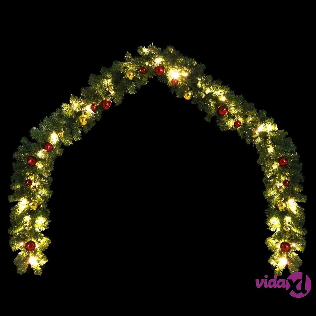 vidaXL Ghirlanda di Natale Decorata con Palline e Luci a LED 5 m