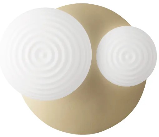 Plafoniera D52 cm TONDO con base in metallo Oro e 2 diffusori in vetro