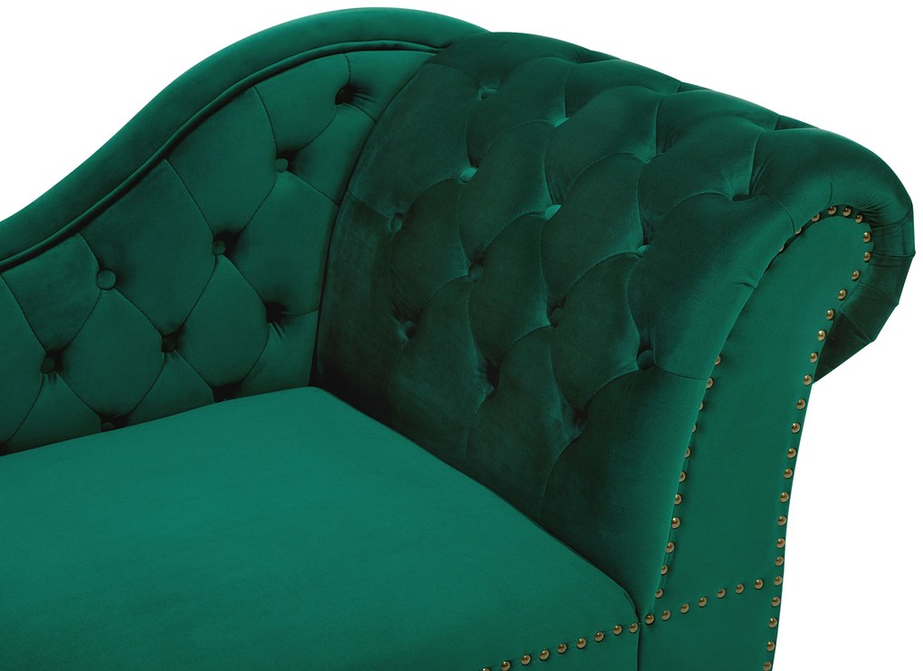 Chaise longue destra in velluto verde NIMES Beliani