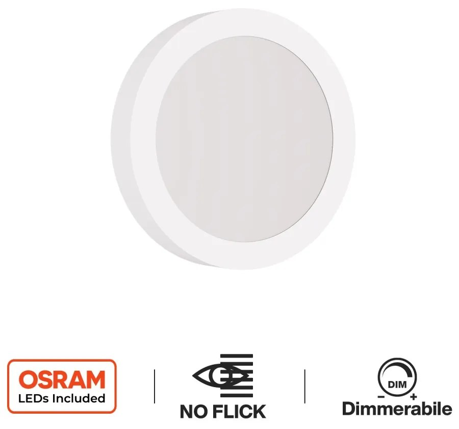 Plafoniera LED Rotonda 20W 2.000lm no Flickering Ø225mm OSRAM LED - Dimmerabile Colore Bianco Caldo 3.000K