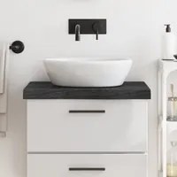 Piano Bagno Grigio Scuro 60x50x6 cm Legno Massello Trattato 3156205