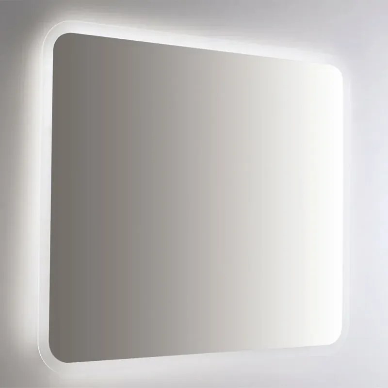 Specchio retroilluminato LED 80x70 installazione reversibile e angoli tondi
