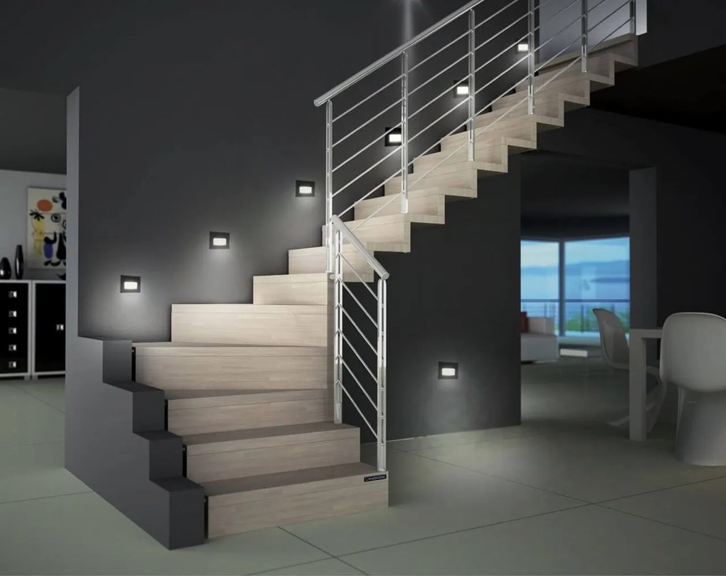 Segnapasso LED per Scatola 503 3.5W IP65 Nero - Antiabbagliamento Colore Bianco Caldo 2.700K