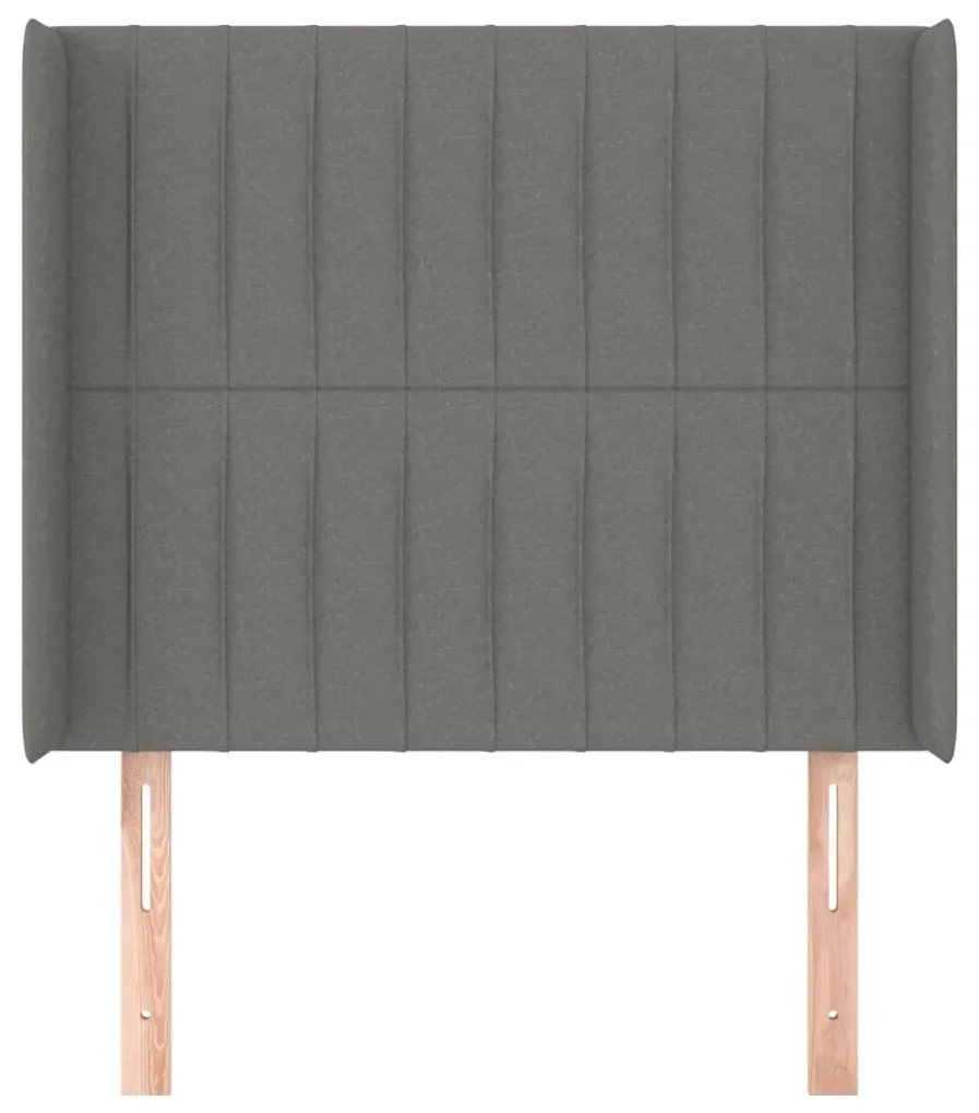 Testiera ad orecchio grigioscuro 103x16x118/128cm intessuto