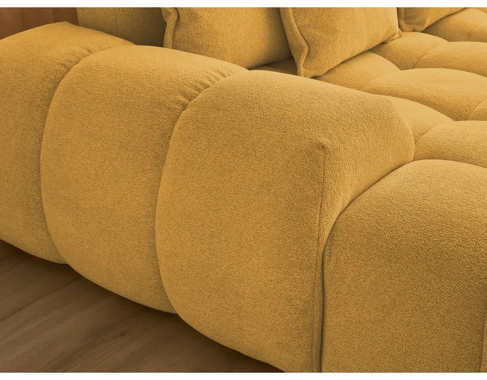 Divano angolare color senape allungabile e con contenitore (penisola a destra/a U) con rivestimento in ciniglia Everest – Bobochic Paris