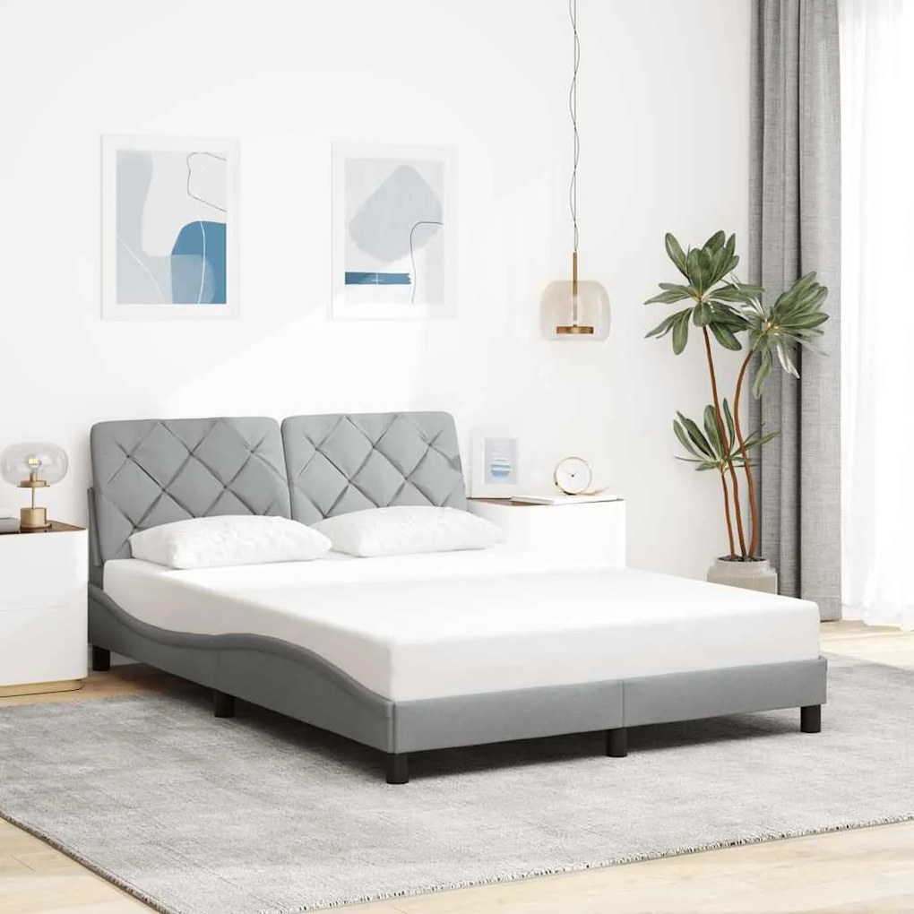 Giroletto Senza Materasso Grigio Chiaro 140x190 Cm Tessuto /