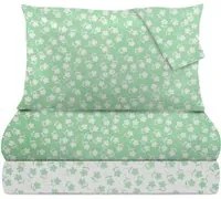 Completo letto matrimoniale poli fiore verde