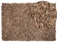 Tappeto Shaggy Pelle Beige 140 x 200 cm pelo lungo Rettangolare Fatto a mano