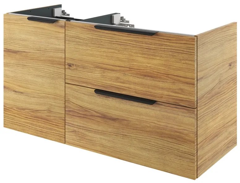 Mobile da bagno sospeso sotto lavabo L 120 x H 64 x P 48 cm rovere miele, 2 ante Apertura push-pull SENSEA Neo, Maniglie acquistabili separatamente