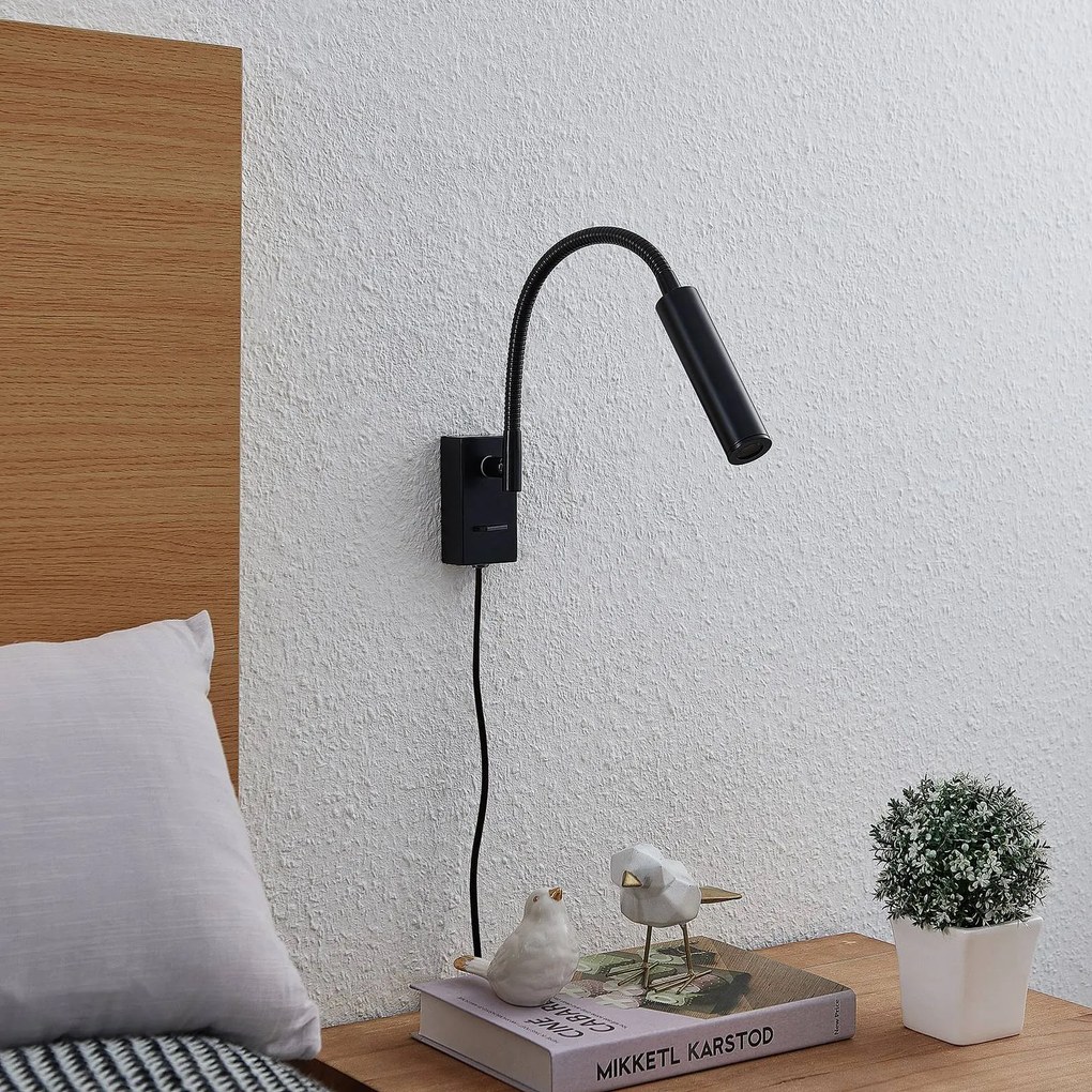 Lucande Anaella applique LED, nero, 47 cm