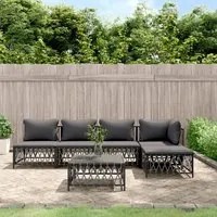 Set Salotto da Giardino 6 pz con Cuscini in Acciaio Antracitecod mxl 124513