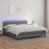 Giroletto Molle con Materasso e LED Grigio 160x200cm Similpelle 3134115